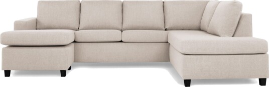 Crazy 4 seters Høyrevendt U formet Large Sofa med Divan og Sjeselong i Stoff Beige