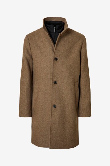 Selected Homme Kåpe slhRainar Wool Blend Grå