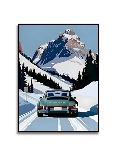 Plakat Vintagebil i Snø Plakat Vintagebil i Snø