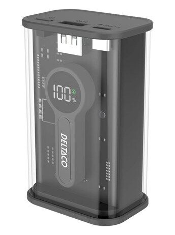 Deltaco Gjennomsiktig 10.000 Mah Powerbank - Svart Deltaco Gjennomsiktig 10.000 Mah Powerbank - Svart