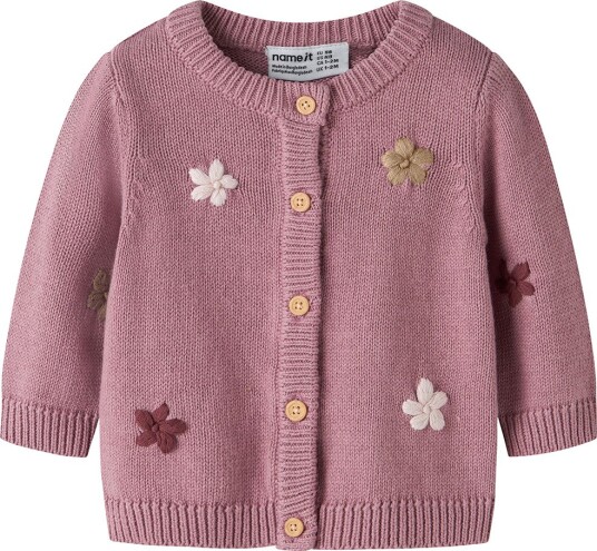 Name It Cardigan Strikk NbfNanny Lilas/Flowers Name It 1½ år (86) Cardigan Bordeaux Rosa
