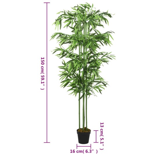 Kunstig bambustre 576 blader 150 cm grønn