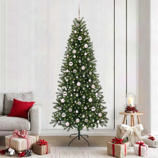  Kunstig juletre med 300 LED med stativ grønn 210 cm PE og PVC