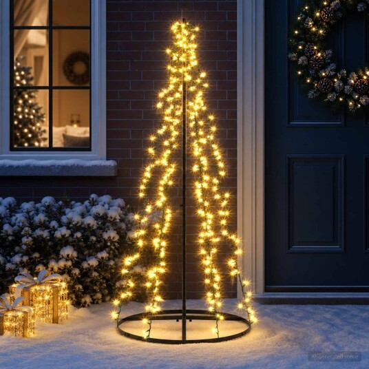 vidaXL LED juletre 165 cm 540 LED-lys Varmhvit Stål Svart