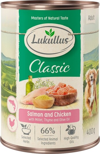 Lukullus Våtfôr Laks Og Med Hirse Timian Og Olivenolje Kylling 6 X 400 G