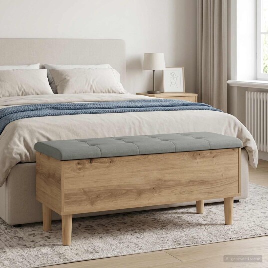 vidaXL Oppbevaringsbenk med pute Artisan eik 102 x 42 x 46 cm vidaXL Oppbevaringsbenk med pute Artisan eik 102 x 42 x 46 cm
