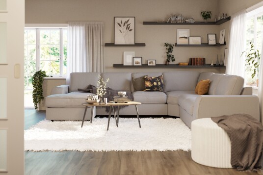Optus Lyx 5 seters Høyrevendt U formet Hjørnesofa med Divan i Stoff Grå