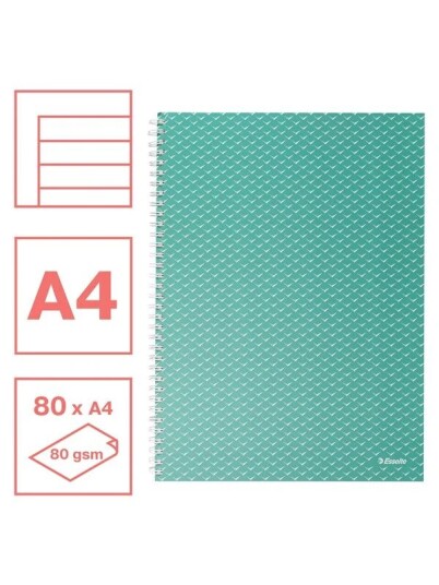 Esselte Colour"Breeze A4 Notebook lined wirebound Green
