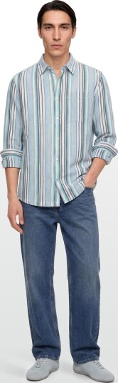 Scotch & Soda Textured Stripe Regular Fit Shirt Blue M