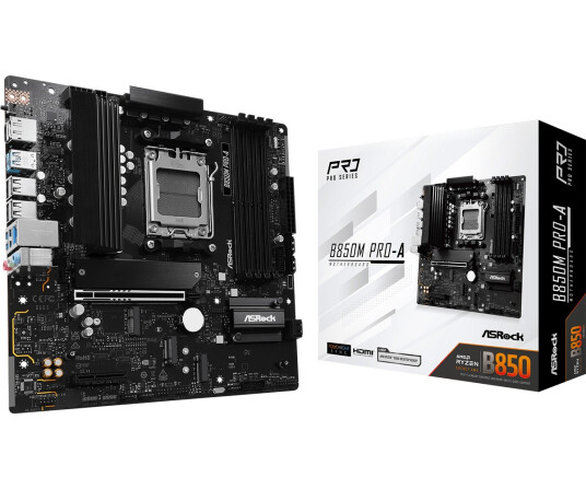 ASRock B850M Pro-A Micro ATX Hovedkort med AM5, DDR5, 2.5G LAN og 3x M.2 ASRock B850M Pro-A Micro ATX Hovedkort med AM5, DDR5, 2.5G LAN og 3x M.2