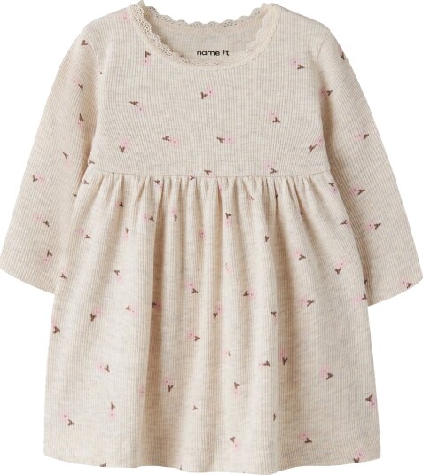 Name It Kjole Rib NbfLaurel Peyote Melange Name It 1½ år (86) Kjole Beige Hvit Rosa