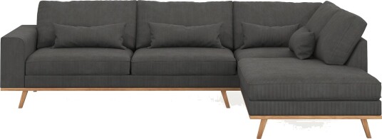 Copenhagen 4 seters Høyrevendt L formet Sjeselongsofa i Manchester Mørk grå