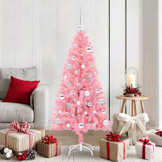  Juletre med 150 LED med stativ Rosa 150 cm PVC