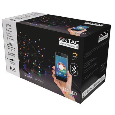9 meter utendørs LED bluetooth julelysslynge IP44 230V 120 LED multicolor 9 meter utendørs LED bluetooth julelysslynge IP44 230V 120 LED multicolor