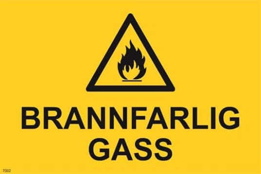 ADVARSEL BRANNFARLIG GASS 20X30 Alu-plate