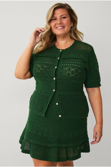 Ellos Collection   Heklet kardigan Erika   Grønn
