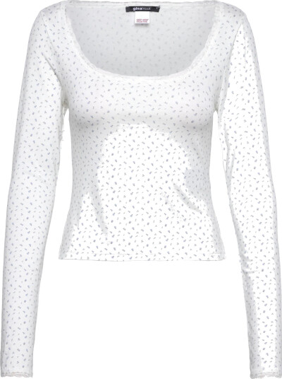 Gina Tricot Soft Long Sleeve Lace Top - White - XS Gina Tricot Soft Long Sleeve Lace Top - White - XS