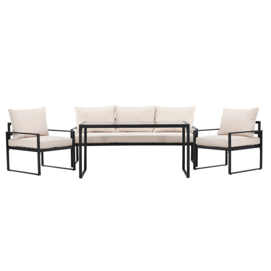 Venture Design Catania sofagruppe Svart 3 seters sofa 2 lenestoler & bord 135 x 70 cm Svart