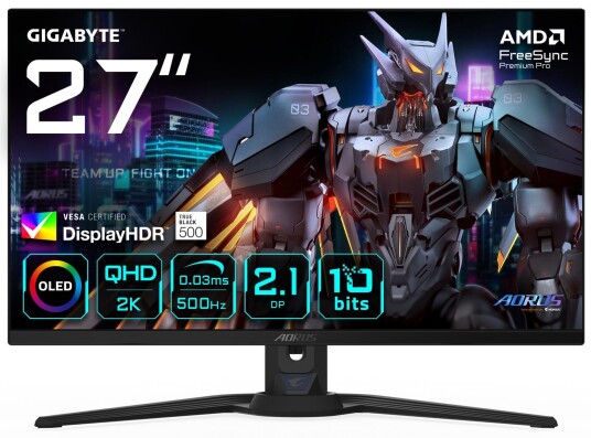 Gigabyte AORUS FO27Q5P 27" Gaming Skjerm QHD 500Hz Oled Sort