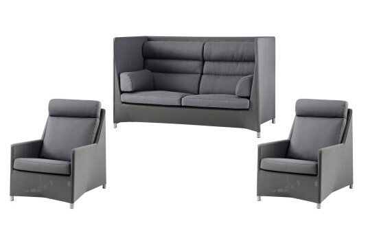 Cane-line Diamond sofagruppe 3-seter sofa & 2 lenestoler Lysegrå med Lysegrå pute