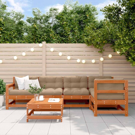 vidaXL Hage lounge sett 6 pcs VoksBrun Massiv furu