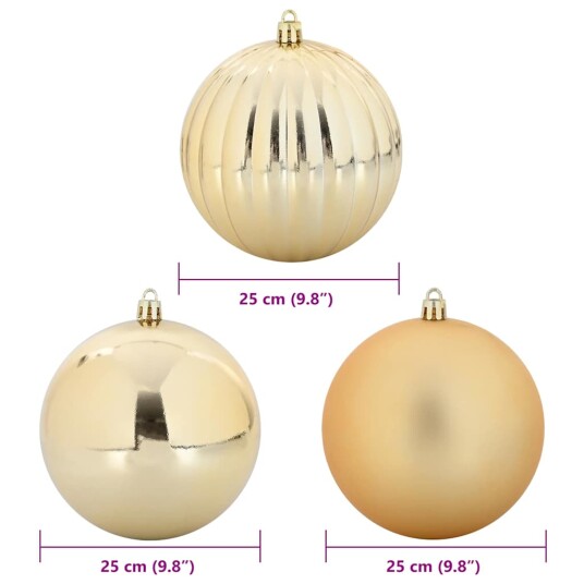 Julekule Sett 3 pcs Gull Plast Julekule Sett 3 pcs Gull Plast