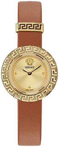 Versace Dameklokke VE8C00124 Greca Gull/Lær Ø28 mm