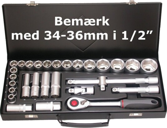 Bato Pipenøkkelsett 1/2" 6-Kant 10-36 mm Kort 10-19 mm Lang 28 Deler