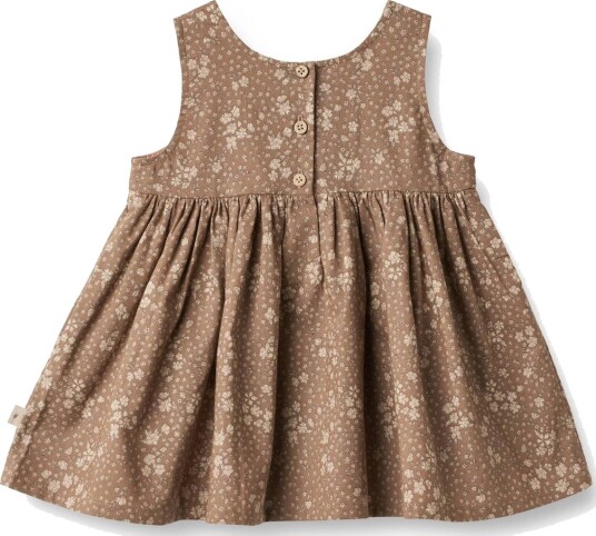 Wheat Kjole Pinafore Wrinkles Cocoa Brown Flowers (74 / 9 mnd)