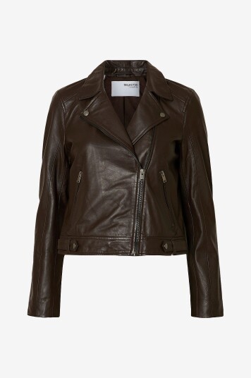Selected Femme Bikerjakke slfKatie Leather Jacket Brun