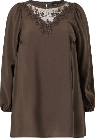 Zizzi Tunika Elina L/S Abk Dress Brun