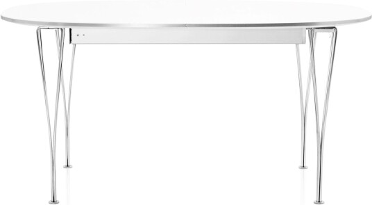 Fritz Hansen - B620 Superellips Utdragbart Laminat Vit Krom Spisebord Arne Jacobsen,Bruno Mathsson,Piet Hein Hvit Metall/tre