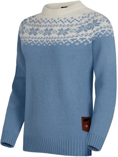Gridarmor Women’s Snøkrystall Round Neck Ullgenser Light Blue/white XL