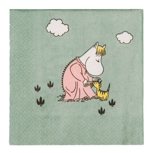 MoominArabia Mummi serviett 33x33 cm 20 stk Omtanke grønn MoominArabia Mummi serviett 33x33 cm 20 stk Omtanke grønn