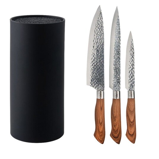 Sett med knivblokk og 3 kniver Akira