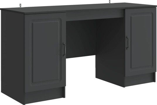 vidaXL Skrivebord med hylle Svart 142,5 x 50 x 75 cm Konstruert tre vidaXL Skrivebord med hylle Svart 142,5 x 50 x 75 cm Konstruert tre