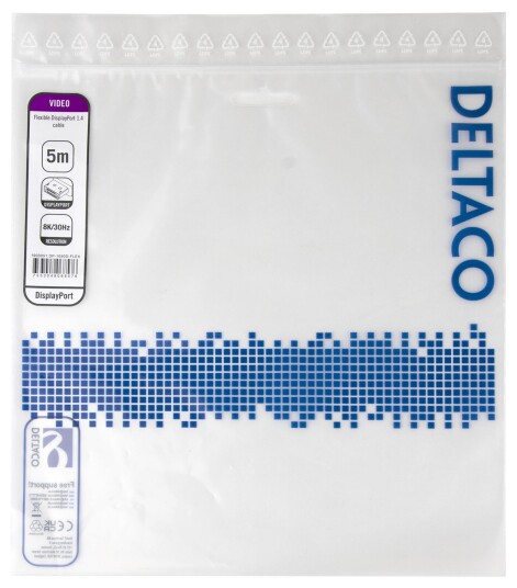 DELTACO DisplayPort DP1.4 Flex cable 5M black DELTACO DisplayPort DP1.4 Flex cable 5M black