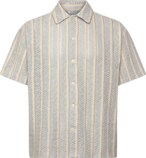 Jack & Jones Jorcotedazur Bellagio Crochetshirt Ss Sn   Blue   L