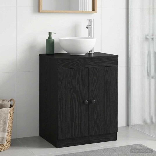 Baderomsskap Svart 54 x 41 x 70 cm Konstruert tre Baderomsskap Svart 54 x 41 x 70 cm Konstruert tre