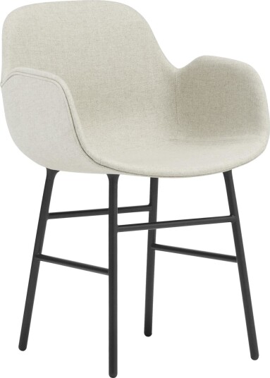 Normann Copenhagen Form Spisestuestol med Armlener Sort stål/Main Line Lin MLF20