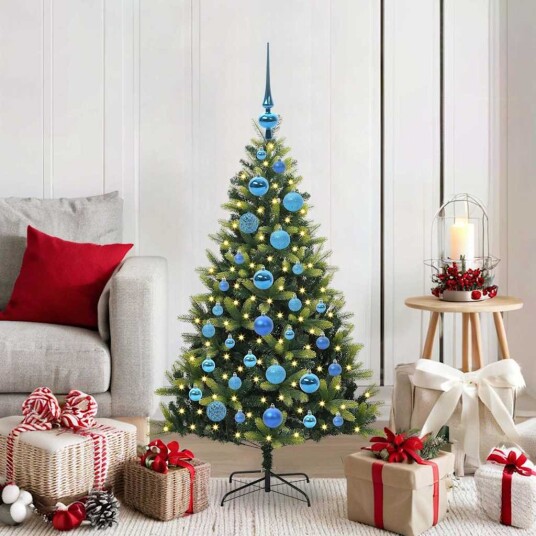  Kunstig Hengt Julegran med 150 LED lys grønn 120 cm PVC og PE