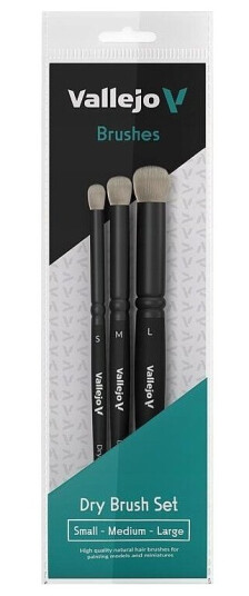 Vallejo Vallejo: B07990 Dry Brush Set Natural S M L