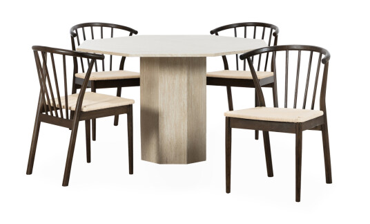 Soffadirekt CATANIA/NINNI Spisegruppe 4 Stoler Sandbeige/Brun