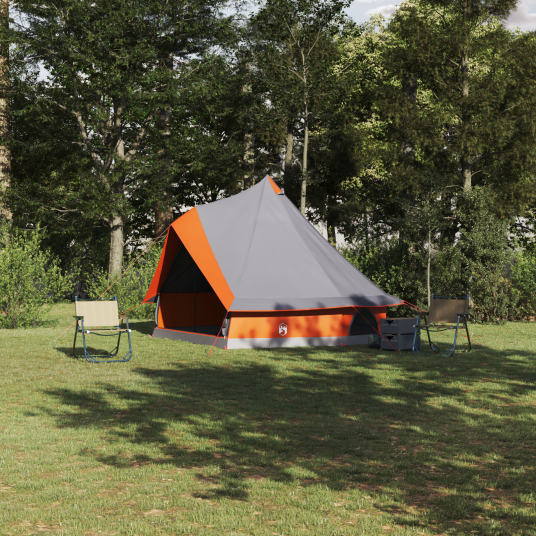 Tipi telt med tak Grå og Oransje 400 x 346 x 250 cm taft