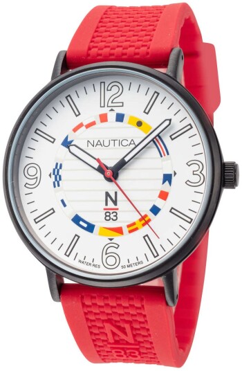 Nautica Herreklokke NAPWGS907 N83 Hvit/Gummi Ø42 mm