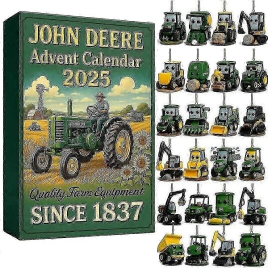 24 dagers John Deere Julekalender 2025 Traktor Juletrepynt 2D Akryl Anheng Julegave
