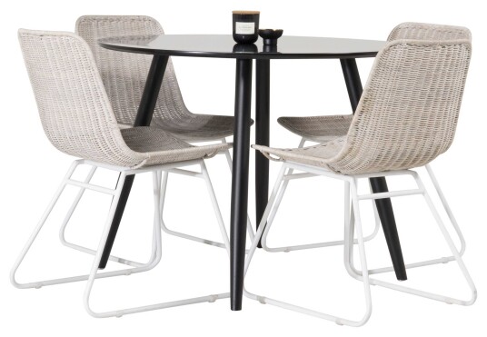 Venture Design Plaza & Cirebon spisegruppe Svart/hvit 4 st stoler & bord 100 cm
