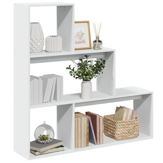 Romdeler bokhylle 3 etasjer hvit 123x29x123 cm konstruert tre