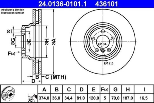 Bremseskive ATE 24.0136-0101.1