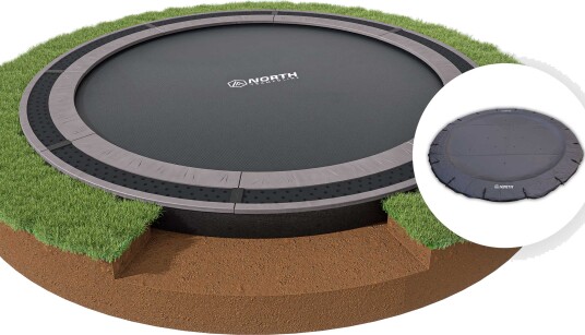 IN GROUND NORTH TRAMPOLINE Rund / 4,3 m / Trampoline + Overtrekk